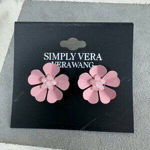NWT Simply Vera Pink 3D Figural Flower Stud Earrings